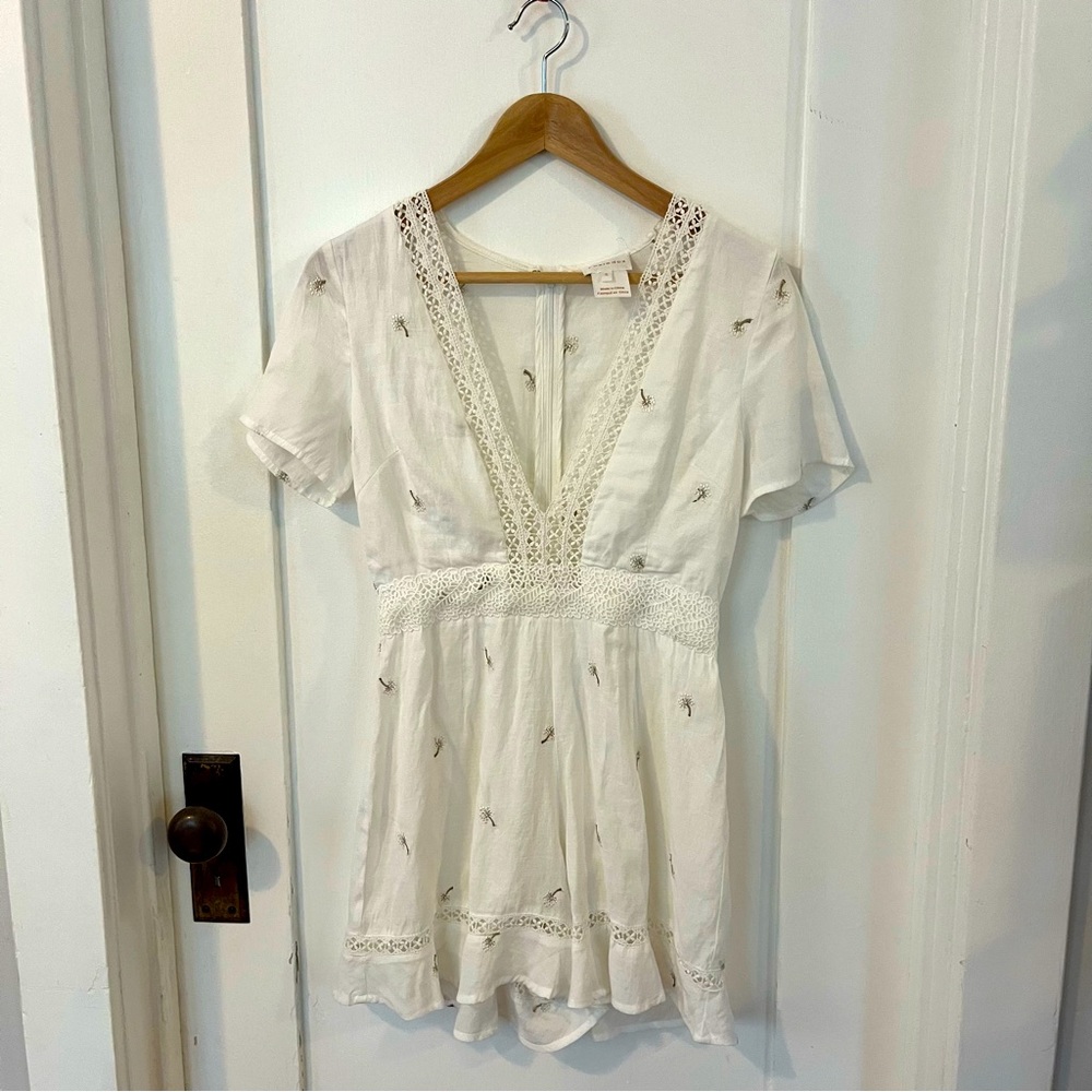 Foxiedox Shorts Romper with ADORABLE Dandelions Embroidered All Over
